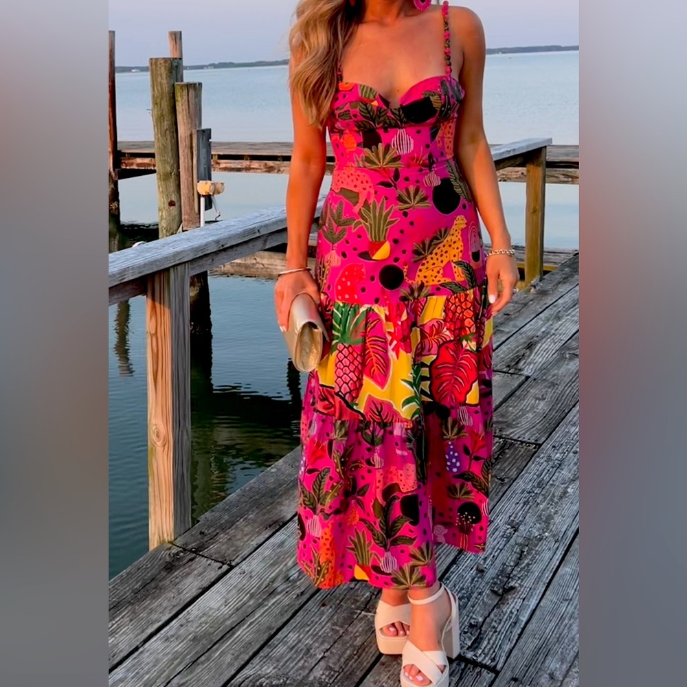 Farm Rio pink maxi dress worn twice